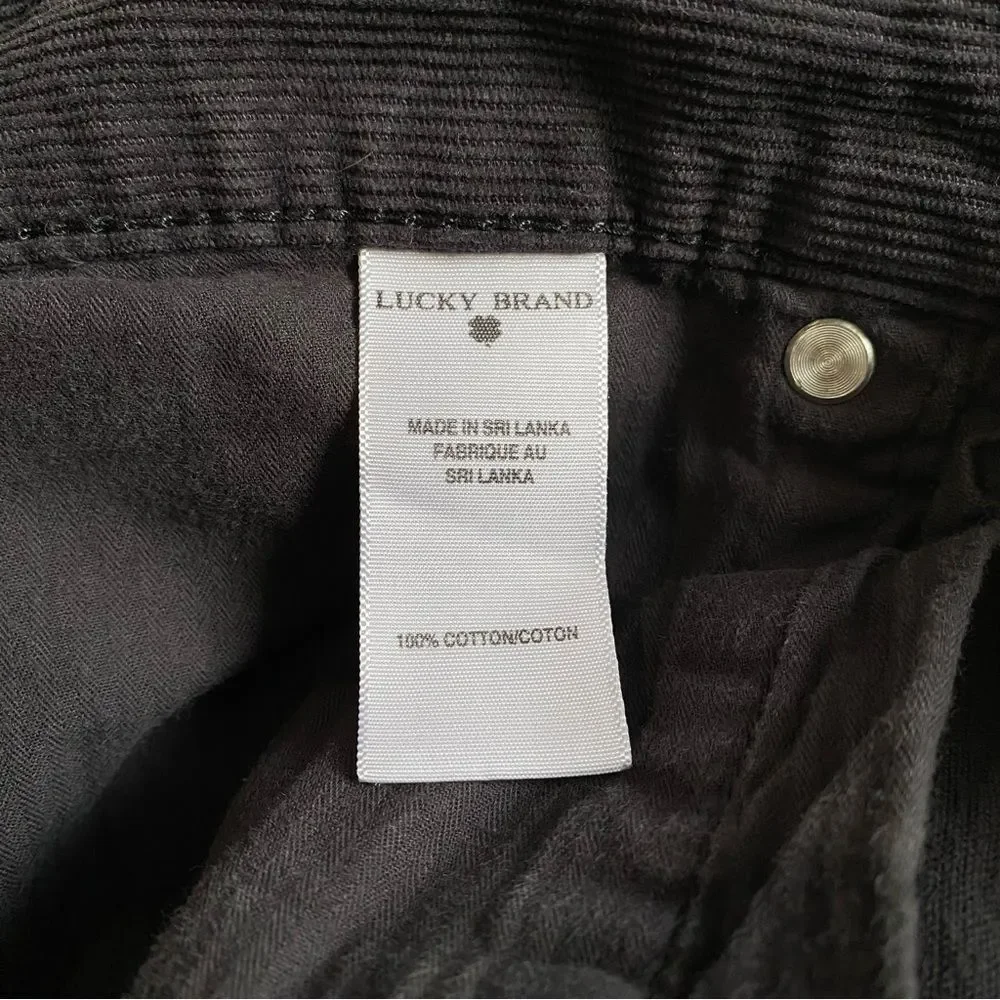 Lucky Brand 361 Vintage Straight Dark Gray Corduroys Cords Sz 34x30